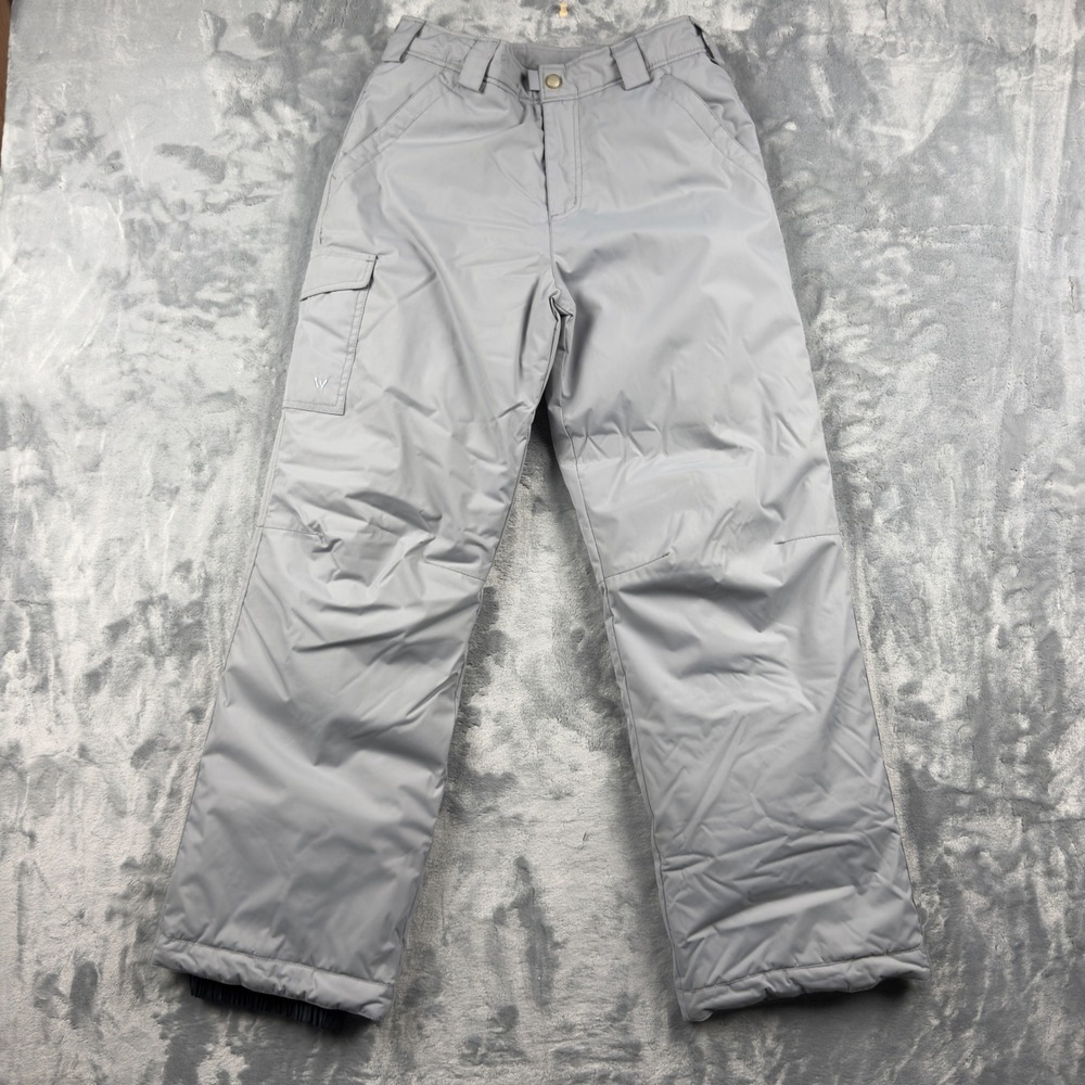 White Sierra Mens Insulated Snow Pants Gray Cargo Pockets Size Large